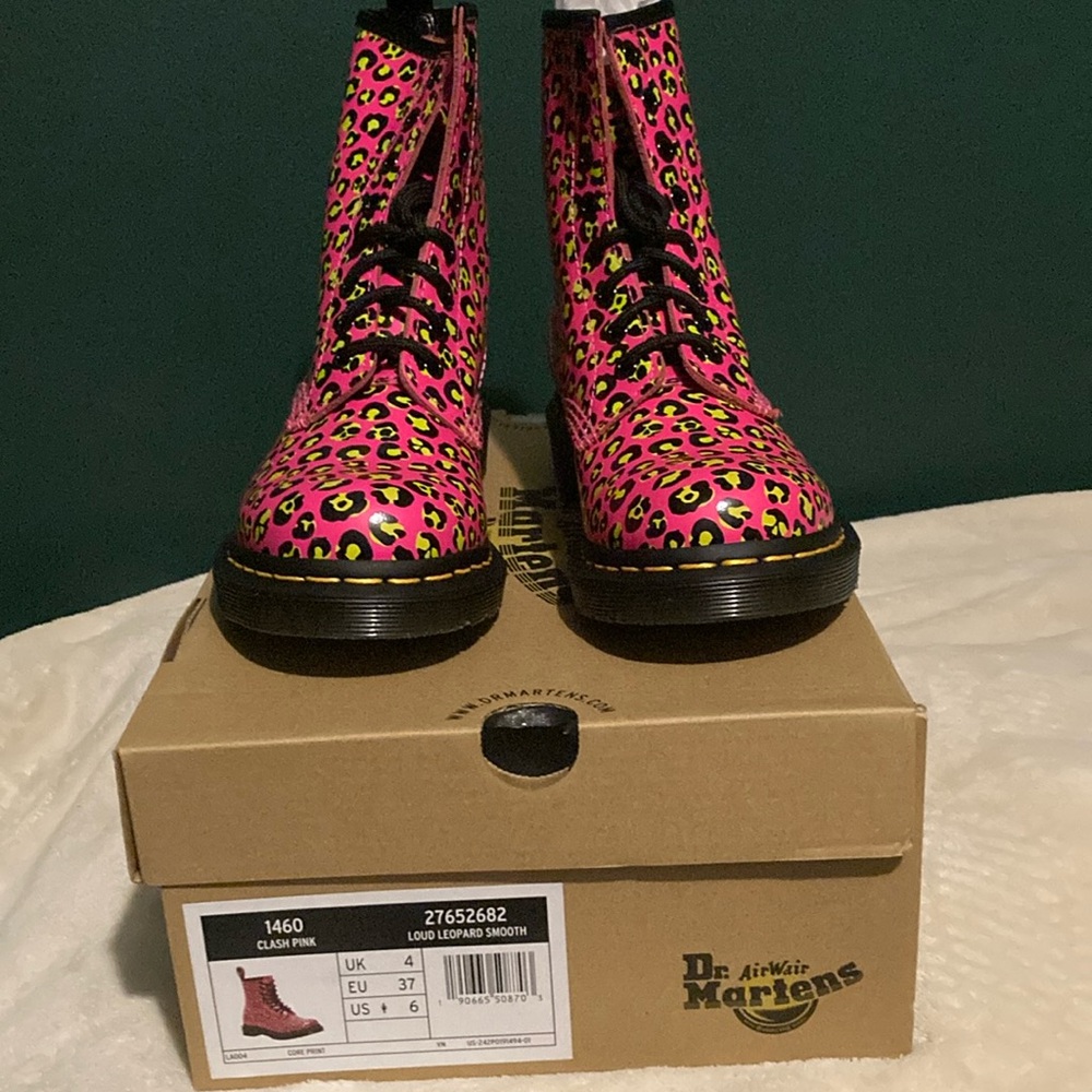 Dr. Martens 1460 Clash Pink Boot - Loud Leopard Smooth